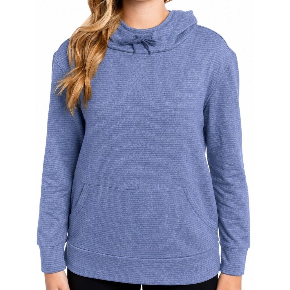 Champion Elite French Terry Pullover Hoodie Women's Large Blue Cowl Neck